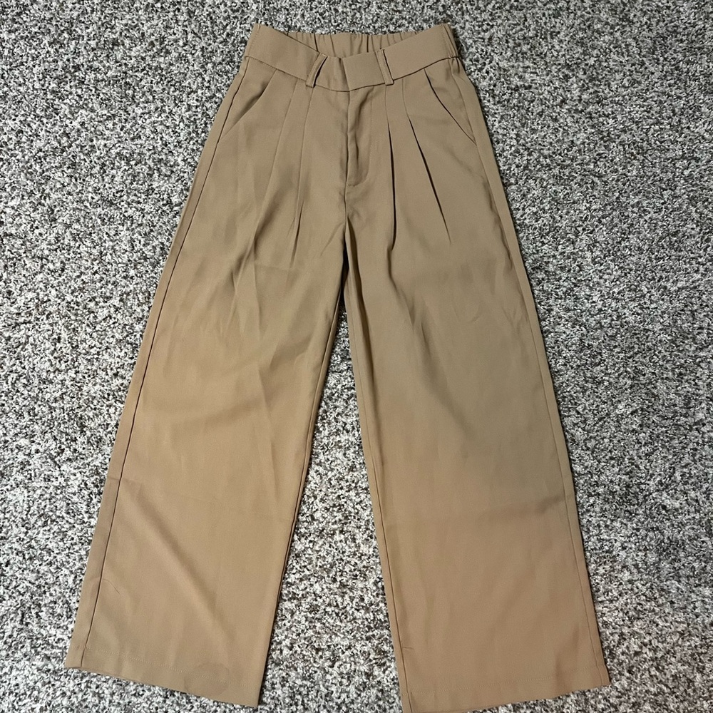 Tan Wide-Leg Trousers